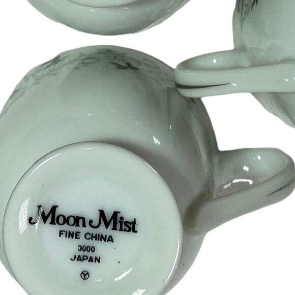 Moon Mist 3000 Miniature Fine China Gray & Black Cup & Saucer W/Silver Trim - Picture 6 of 9